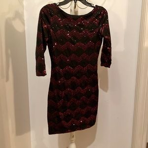 Charlotte Russe sequin dress, black & red, size xsmall